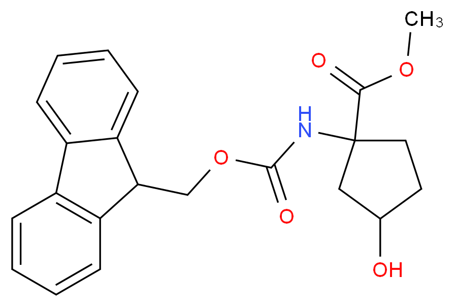 1-(9H-FLUOREN-9-YLMETHOXYCARBONYLAMINO)-3-HYDROXY-CYCLOPENTANECARBOXYLIC ACID METHYL ESTER_分子结构_CAS_)