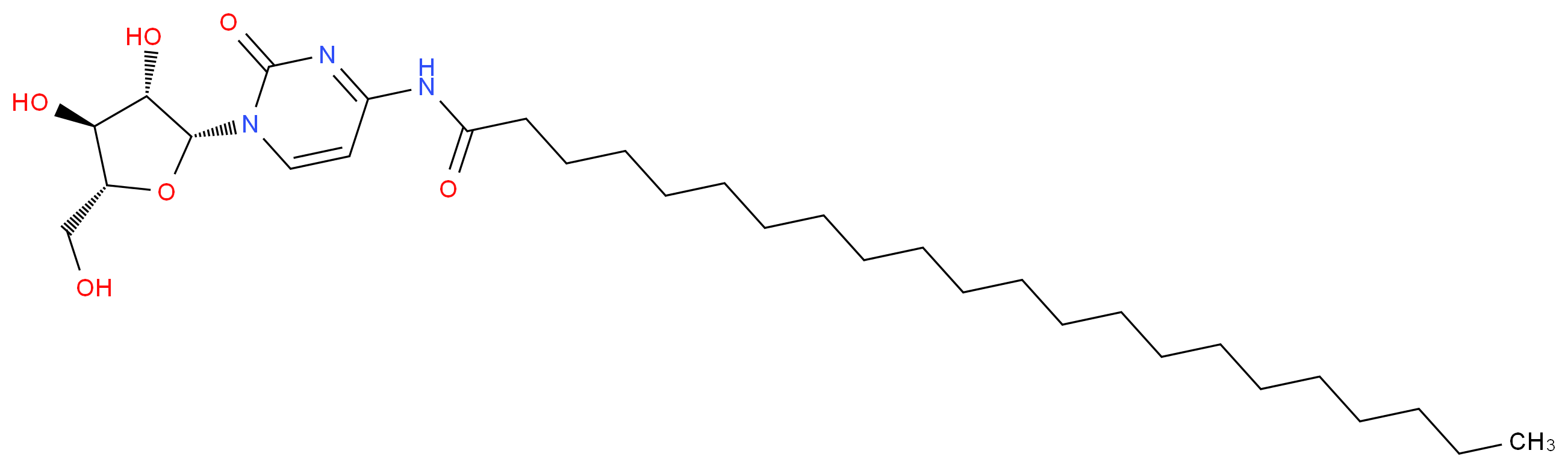 N-{1-[(2R,3S,4S,5R)-3,4-dihydroxy-5-(hydroxymethyl)oxolan-2-yl]-2-oxo-1,2-dihydropyrimidin-4-yl}docosanamide_分子结构_CAS_55726-47-1