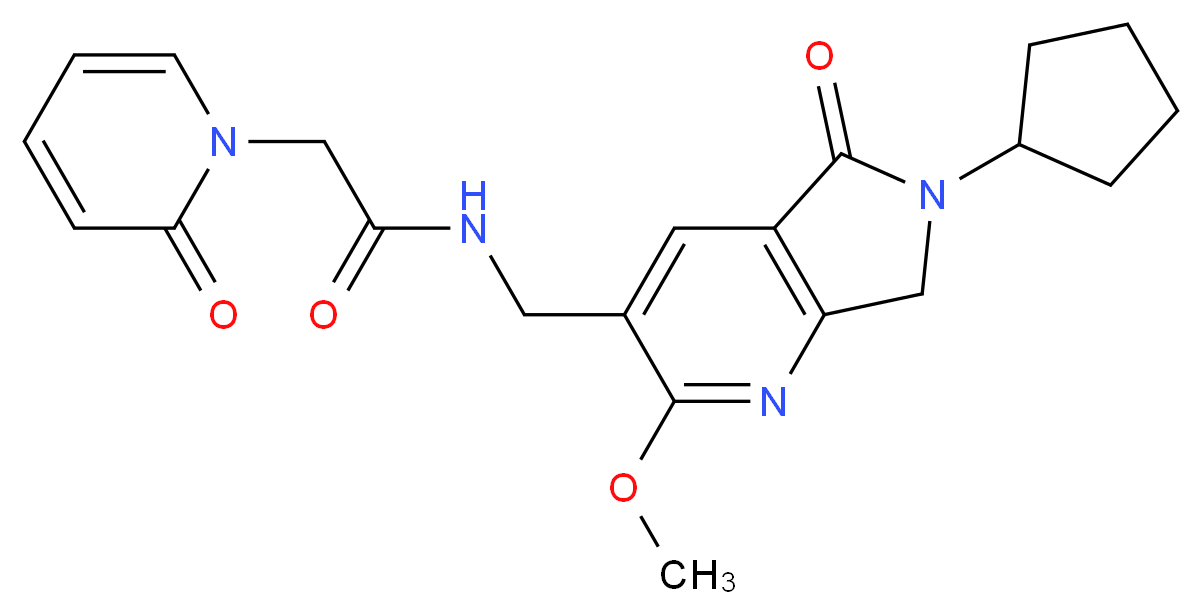 N-[(6-cyclopentyl-2-methoxy-5-oxo-6,7-dihydro-5H-pyrrolo[3,4-b]pyridin-3-yl)methyl]-2-(2-oxopyridin-1(2H)-yl)acetamide_分子结构_CAS_)