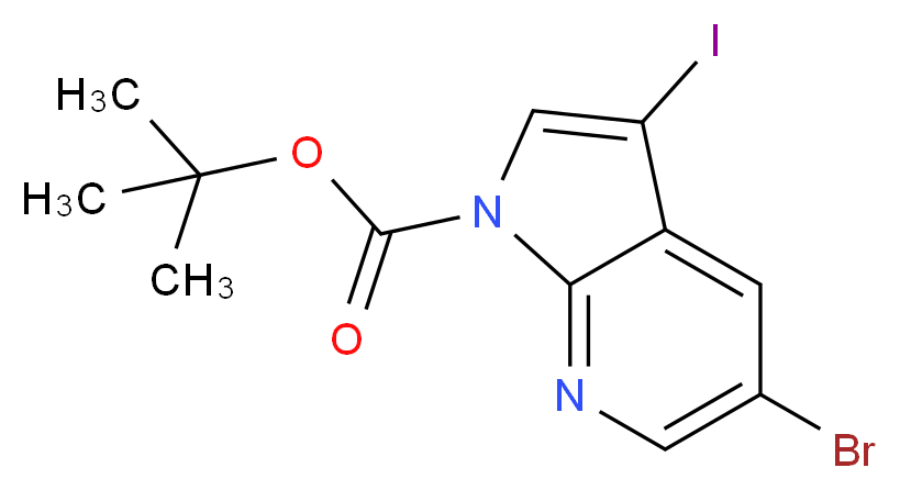 5-Bromo-3-iodo-pyrrolo[2,3-b]pyridine-1-carboxylic acid tert-butyl ester_分子结构_CAS_928653-81-0)