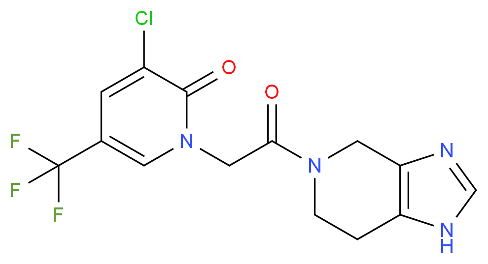 3-chloro-1-[2-oxo-2-(1,4,6,7-tetrahydro-5H-imidazo[4,5-c]pyridin-5-yl)ethyl]-5-(trifluoromethyl)pyridin-2(1H)-one_分子结构_CAS_)