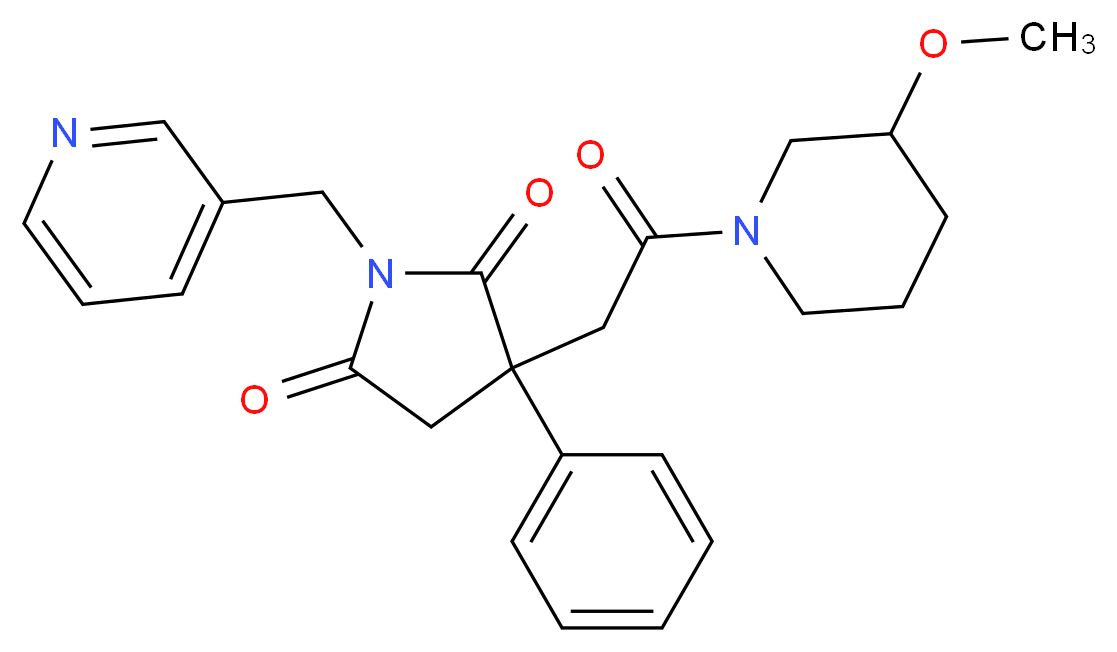 3-[2-(3-methoxy-1-piperidinyl)-2-oxoethyl]-3-phenyl-1-(3-pyridinylmethyl)-2,5-pyrrolidinedione_分子结构_CAS_)