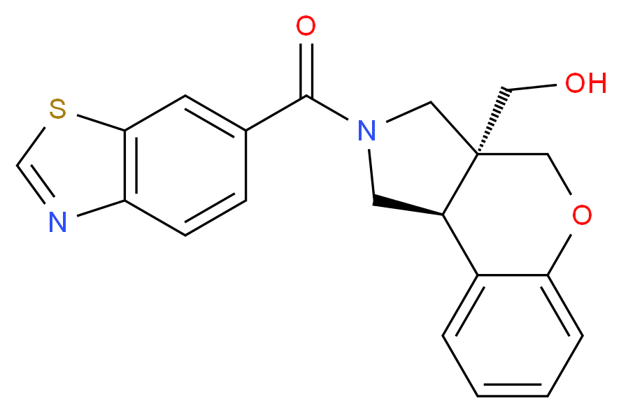 [(3aS*,9bS*)-2-(1,3-benzothiazol-6-ylcarbonyl)-1,2,3,9b-tetrahydrochromeno[3,4-c]pyrrol-3a(4H)-yl]methanol_分子结构_CAS_)