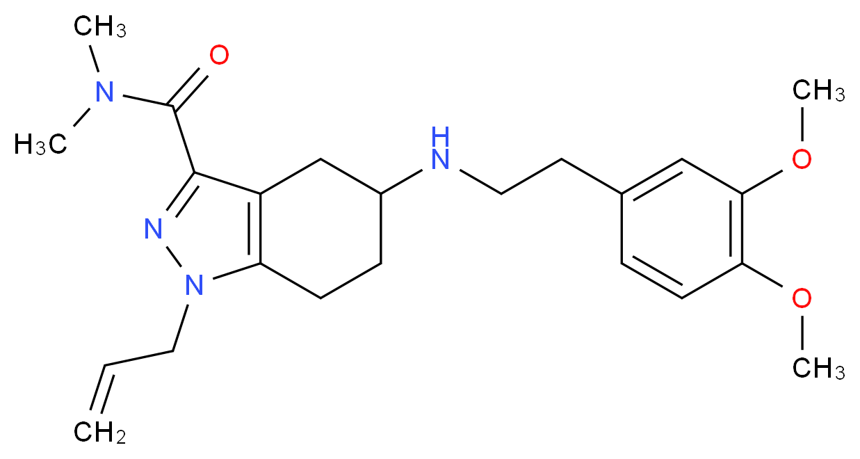 1-allyl-5-{[2-(3,4-dimethoxyphenyl)ethyl]amino}-N,N-dimethyl-4,5,6,7-tetrahydro-1H-indazole-3-carboxamide_分子结构_CAS_)