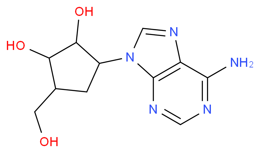 3-(6-amino-9H-purin-9-yl)-5-(hydroxymethyl)cyclopentane-1,2-diol_分子结构_CAS_19186-33-5