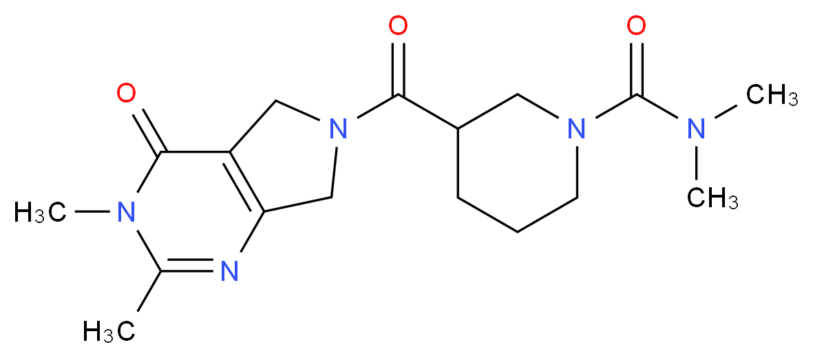 3-[(2,3-dimethyl-4-oxo-3,4,5,7-tetrahydro-6H-pyrrolo[3,4-d]pyrimidin-6-yl)carbonyl]-N,N-dimethyl-1-piperidinecarboxamide_分子结构_CAS_)