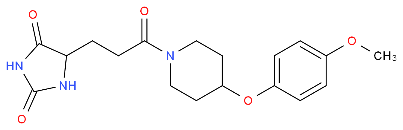 5-{3-[4-(4-methoxyphenoxy)-1-piperidinyl]-3-oxopropyl}-2,4-imidazolidinedione_分子结构_CAS_)