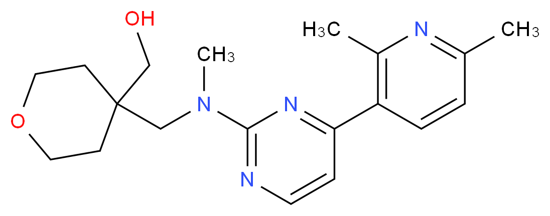(4-{[[4-(2,6-dimethylpyridin-3-yl)pyrimidin-2-yl](methyl)amino]methyl}tetrahydro-2H-pyran-4-yl)methanol_分子结构_CAS_)