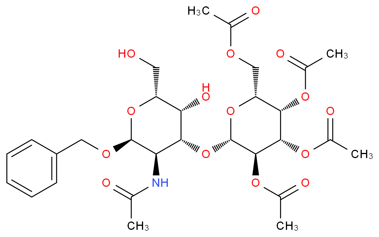 [(2R,3S,4S,5R,6R)-3,4,5-tris(acetyloxy)-6-{[(2S,3R,4R,5R,6R)-2-(benzyloxy)-3-acetamido-5-hydroxy-6-(hydroxymethyl)oxan-4-yl]oxy}oxan-2-yl]methyl acetate_分子结构_CAS_90754-57-7