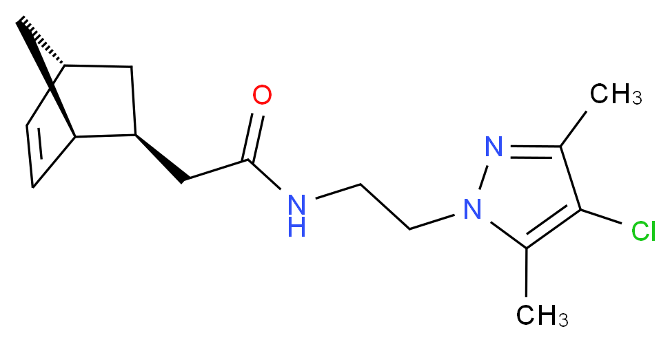2-[(1S*,2S*,4S*)-bicyclo[2.2.1]hept-5-en-2-yl]-N-[2-(4-chloro-3,5-dimethyl-1H-pyrazol-1-yl)ethyl]acetamide_分子结构_CAS_)