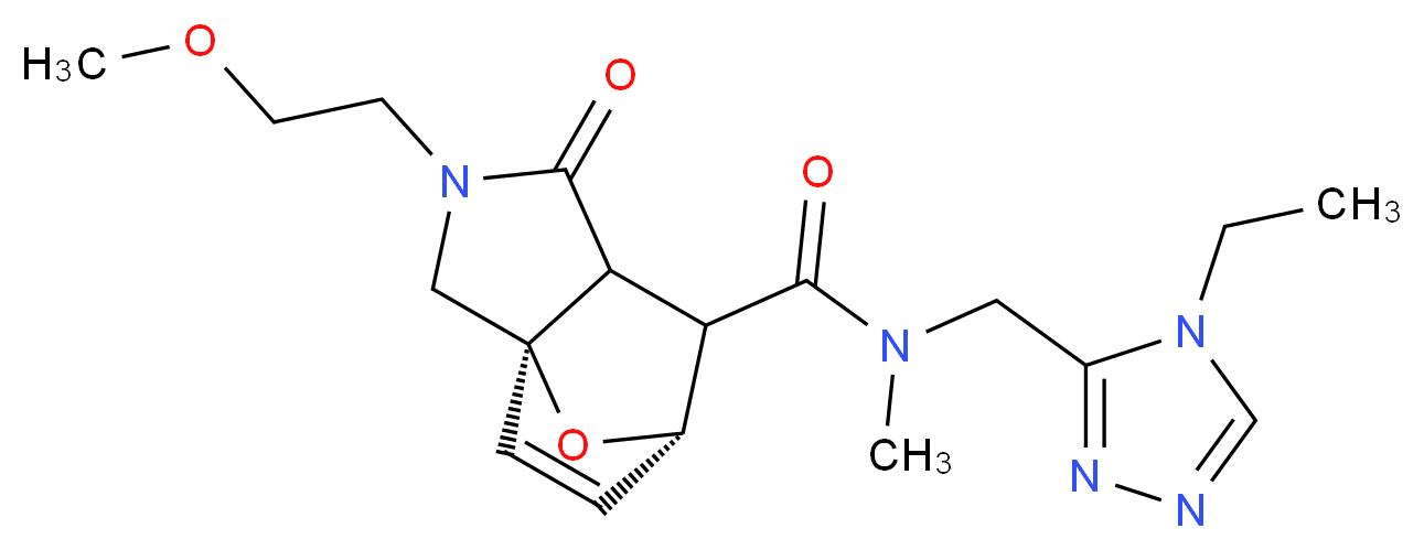 (3aR*,6S*)-N-[(4-ethyl-4H-1,2,4-triazol-3-yl)methyl]-2-(2-methoxyethyl)-N-methyl-1-oxo-1,2,3,6,7,7a-hexahydro-3a,6-epoxyisoindole-7-carboxamide_分子结构_CAS_)