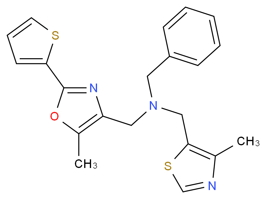 N-benzyl-1-(4-methyl-1,3-thiazol-5-yl)-N-{[5-methyl-2-(2-thienyl)-1,3-oxazol-4-yl]methyl}methanamine_分子结构_CAS_)