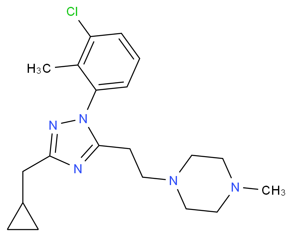 1-{2-[1-(3-chloro-2-methylphenyl)-3-(cyclopropylmethyl)-1H-1,2,4-triazol-5-yl]ethyl}-4-methylpiperazine_分子结构_CAS_)