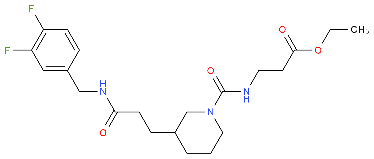 ethyl N-[(3-{3-[(3,4-difluorobenzyl)amino]-3-oxopropyl}-1-piperidinyl)carbonyl]-beta-alaninate_分子结构_CAS_)