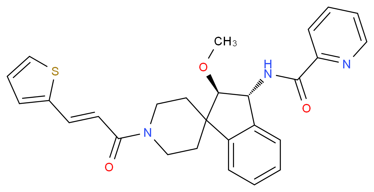 N-{(2R*,3R*)-2-methoxy-1'-[(2E)-3-(2-thienyl)-2-propenoyl]-2,3-dihydrospiro[indene-1,4'-piperidin]-3-yl}-2-pyridinecarboxamide_分子结构_CAS_)