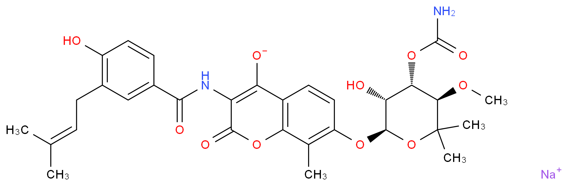 新生霉素 钠_分子结构_CAS_1476-53-5)