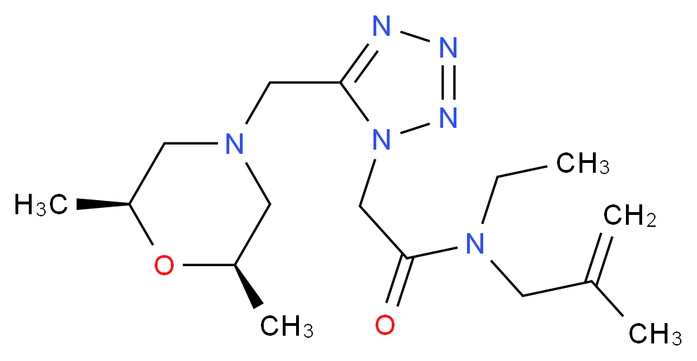 2-(5-{[(2R*,6S*)-2,6-dimethyl-4-morpholinyl]methyl}-1H-tetrazol-1-yl)-N-ethyl-N-(2-methyl-2-propen-1-yl)acetamide_分子结构_CAS_)