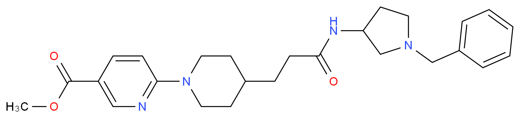 methyl 6-(4-{3-[(1-benzyl-3-pyrrolidinyl)amino]-3-oxopropyl}-1-piperidinyl)nicotinate_分子结构_CAS_)