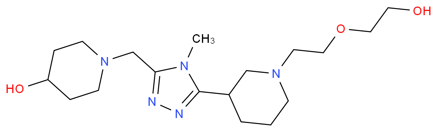 1-[(5-{1-[2-(2-hydroxyethoxy)ethyl]piperidin-3-yl}-4-methyl-4H-1,2,4-triazol-3-yl)methyl]piperidin-4-ol_分子结构_CAS_)