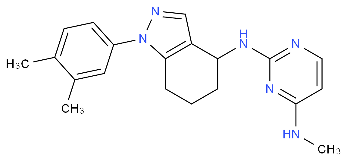 N~2~-[1-(3,4-dimethylphenyl)-4,5,6,7-tetrahydro-1H-indazol-4-yl]-N~4~-methylpyrimidine-2,4-diamine_分子结构_CAS_)