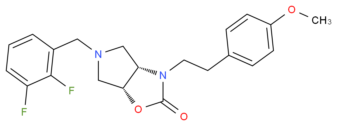 (3aS*,6aR*)-5-(2,3-difluorobenzyl)-3-[2-(4-methoxyphenyl)ethyl]hexahydro-2H-pyrrolo[3,4-d][1,3]oxazol-2-one_分子结构_CAS_)