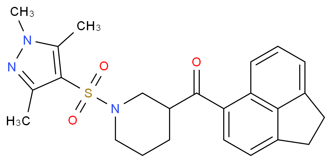 1,2-dihydro-5-acenaphthylenyl{1-[(1,3,5-trimethyl-1H-pyrazol-4-yl)sulfonyl]-3-piperidinyl}methanone_分子结构_CAS_)
