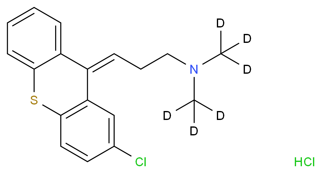 {3-[(9Z)-2-chloro-9H-thioxanthen-9-ylidene]propyl}bis(<sup>2</sup>H<sub>3</sub>)methylamine hydrochloride_分子结构_CAS_6469-93-8