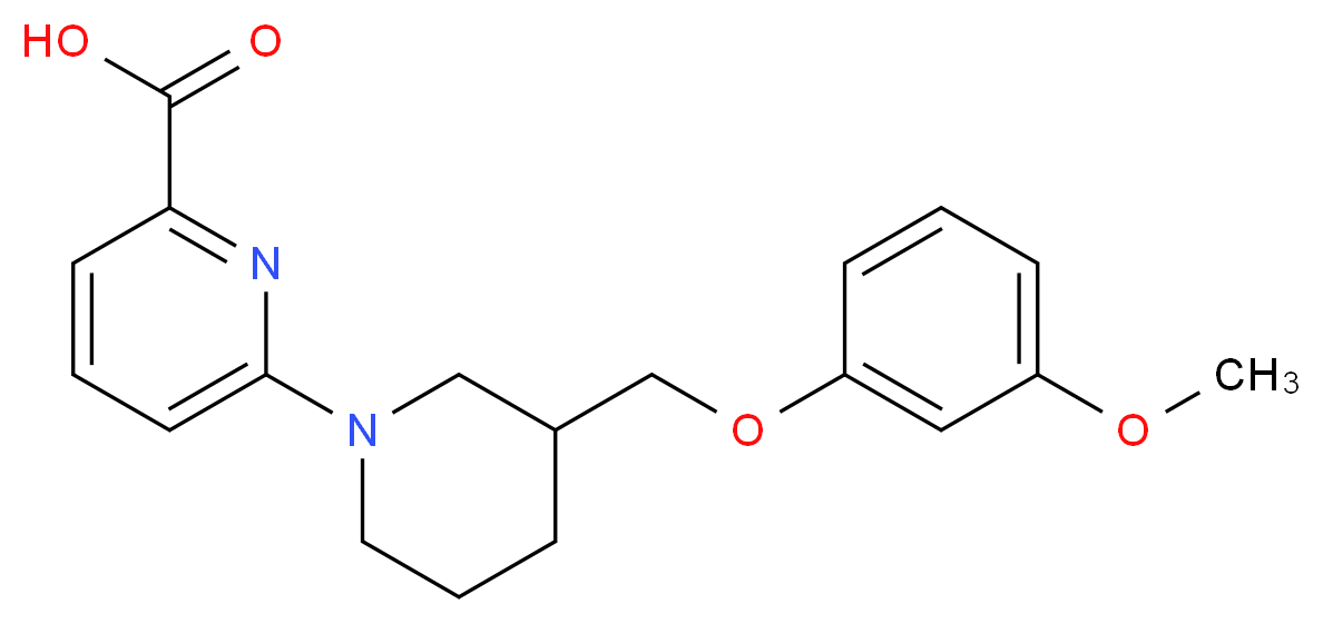 6-{3-[(3-methoxyphenoxy)methyl]-1-piperidinyl}-2-pyridinecarboxylic acid_分子结构_CAS_)