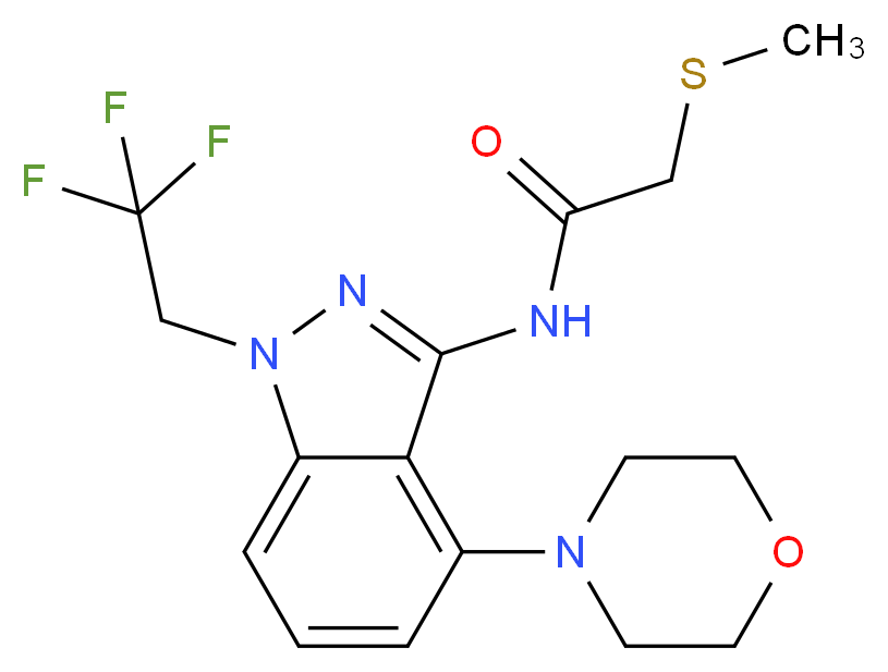 2-(methylthio)-N-[4-morpholin-4-yl-1-(2,2,2-trifluoroethyl)-1H-indazol-3-yl]acetamide_分子结构_CAS_)