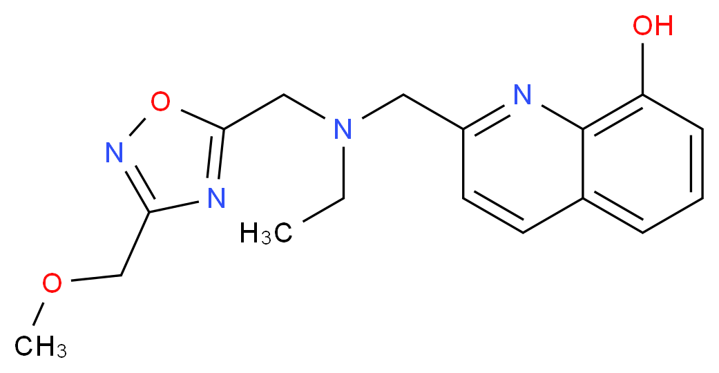 2-[(ethyl{[3-(methoxymethyl)-1,2,4-oxadiazol-5-yl]methyl}amino)methyl]quinolin-8-ol_分子结构_CAS_)