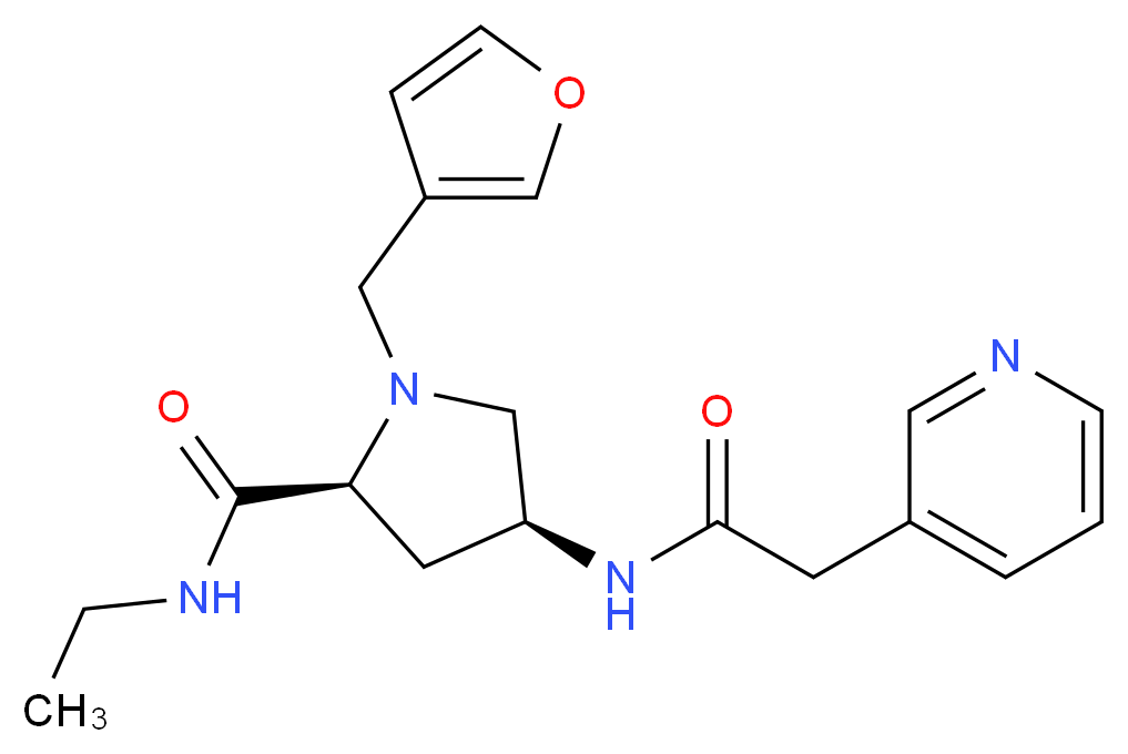 (4S)-N-ethyl-1-(3-furylmethyl)-4-[(pyridin-3-ylacetyl)amino]-L-prolinamide_分子结构_CAS_)