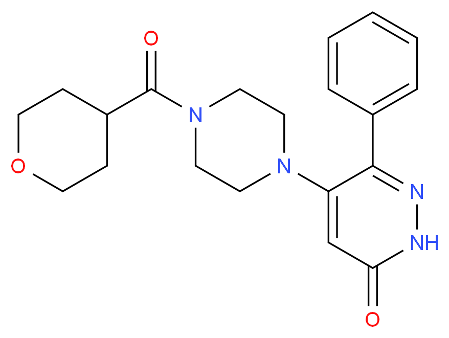6-phenyl-5-[4-(tetrahydro-2H-pyran-4-ylcarbonyl)piperazin-1-yl]pyridazin-3(2H)-one_分子结构_CAS_)