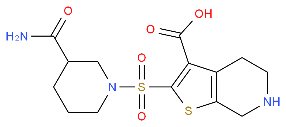 2-{[3-(aminocarbonyl)piperidin-1-yl]sulfonyl}-4,5,6,7-tetrahydrothieno[2,3-c]pyridine-3-carboxylic acid_分子结构_CAS_)