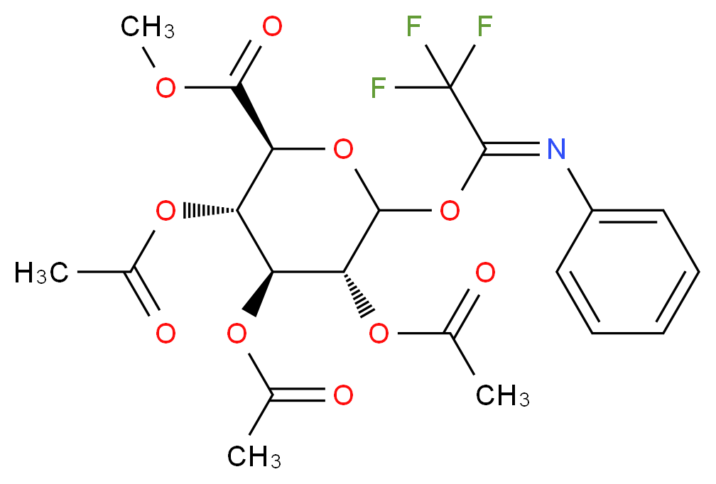 methyl (2S,3S,4S,5R)-3,4,5-tris(acetyloxy)-6-[(1Z)-2,2,2-trifluoro-1-(phenylimino)ethoxy]oxane-2-carboxylate_分子结构_CAS_869996-05-4
