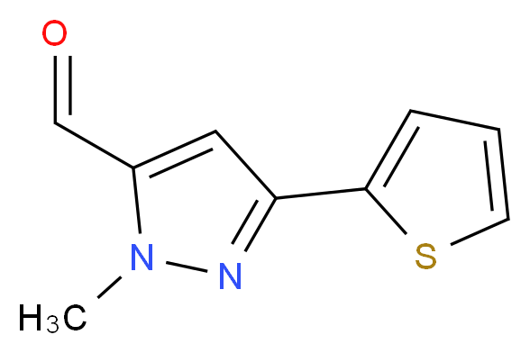 1-Methyl-3-thien-2-yl-1H-pyrazole-5-carboxaldehyde 97+%_分子结构_CAS_879896-48-7)