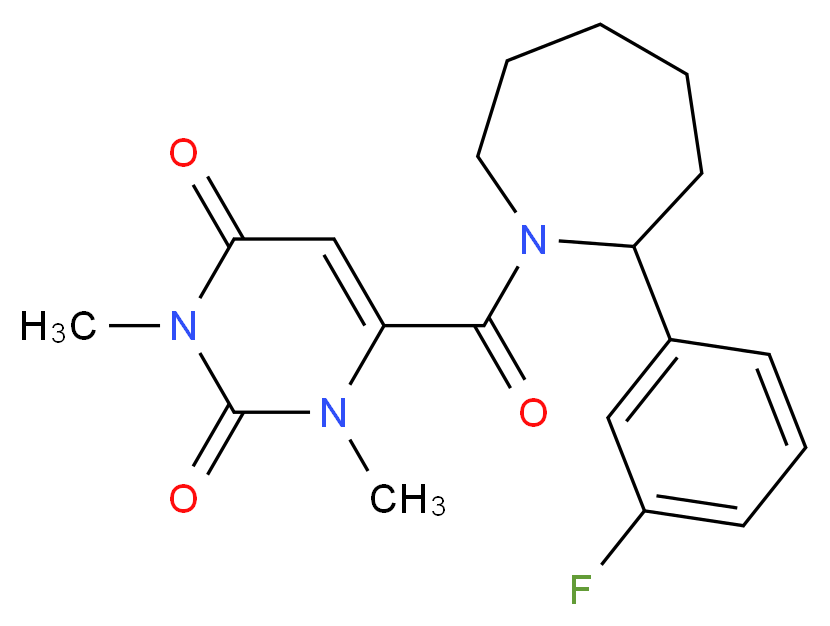 6-{[2-(3-fluorophenyl)-1-azepanyl]carbonyl}-1,3-dimethyl-2,4(1H,3H)-pyrimidinedione_分子结构_CAS_)