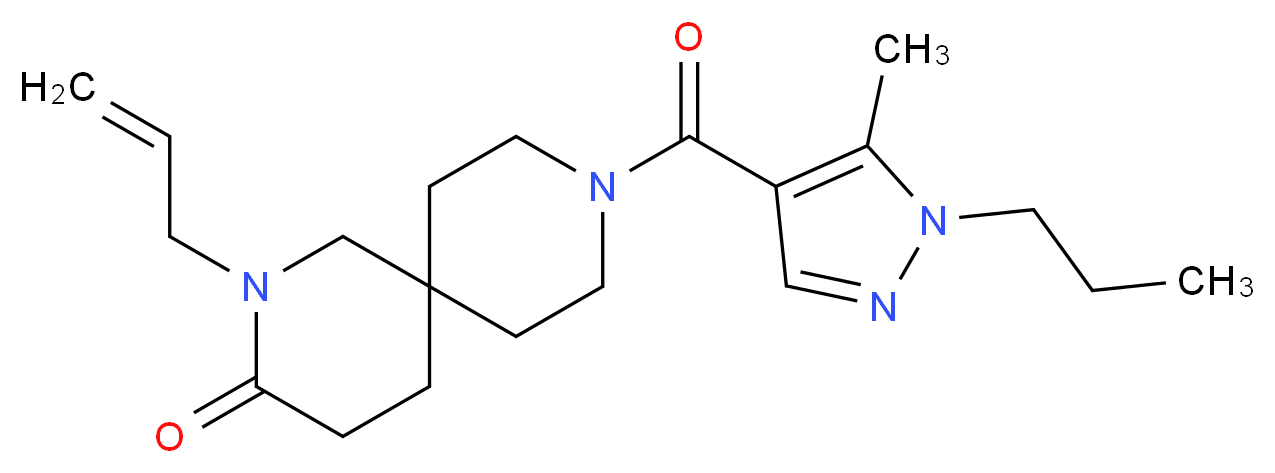 2-allyl-9-[(5-methyl-1-propyl-1H-pyrazol-4-yl)carbonyl]-2,9-diazaspiro[5.5]undecan-3-one_分子结构_CAS_)