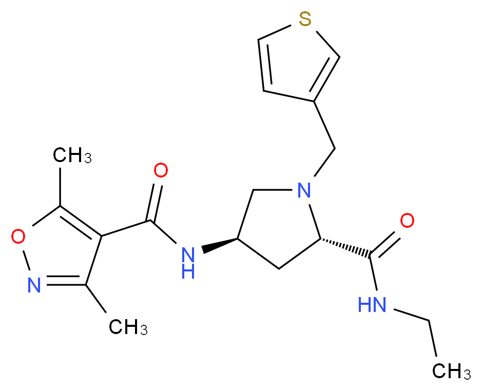 (4R)-4-{[(3,5-dimethylisoxazol-4-yl)carbonyl]amino}-N-ethyl-1-(3-thienylmethyl)-L-prolinamide_分子结构_CAS_)