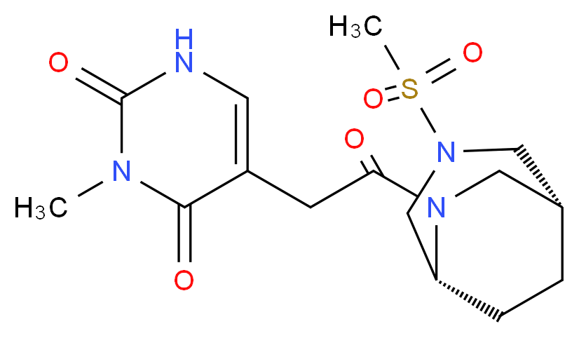 3-methyl-5-{2-[(1R*,5R*)-3-(methylsulfonyl)-3,6-diazabicyclo[3.2.2]non-6-yl]-2-oxoethyl}-2,4(1H,3H)-pyrimidinedione_分子结构_CAS_)