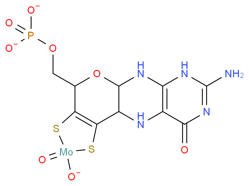 5-amino-7,13-dioxo-16-[(phosphonatooxy)methyl]-17-oxa-12,14-dithia-2,4,6,9-tetraaza-13-molybdatetracyclo[8.7.0.0^{3,8}.0^{11,15}]heptadeca-3(8),5,11(15)-trien-13-olate_分子结构_CAS_872689-63-9