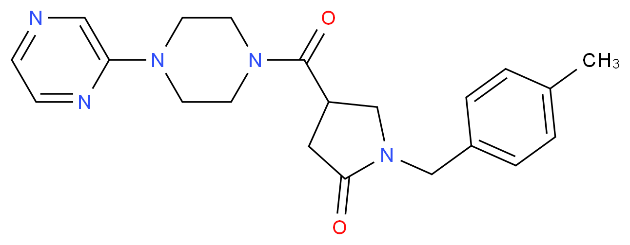 1-(4-methylbenzyl)-4-{[4-(2-pyrazinyl)-1-piperazinyl]carbonyl}-2-pyrrolidinone_分子结构_CAS_)