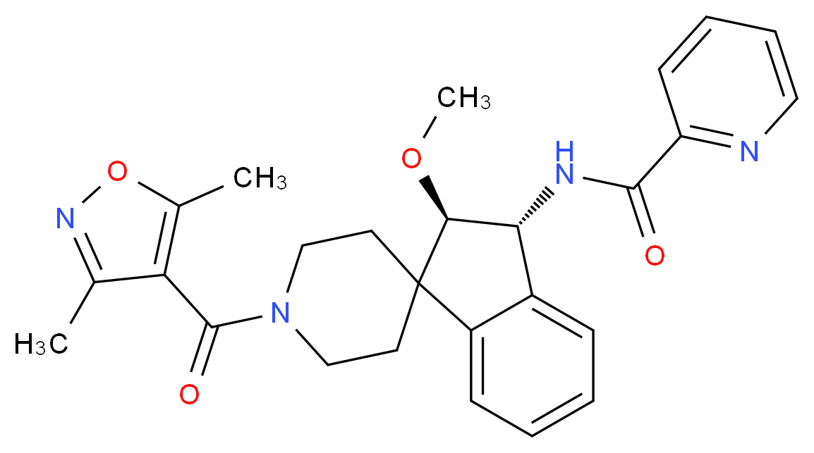 N-{(2R*,3R*)-1'-[(3,5-dimethyl-4-isoxazolyl)carbonyl]-2-methoxy-2,3-dihydrospiro[indene-1,4'-piperidin]-3-yl}-2-pyridinecarboxamide_分子结构_CAS_)