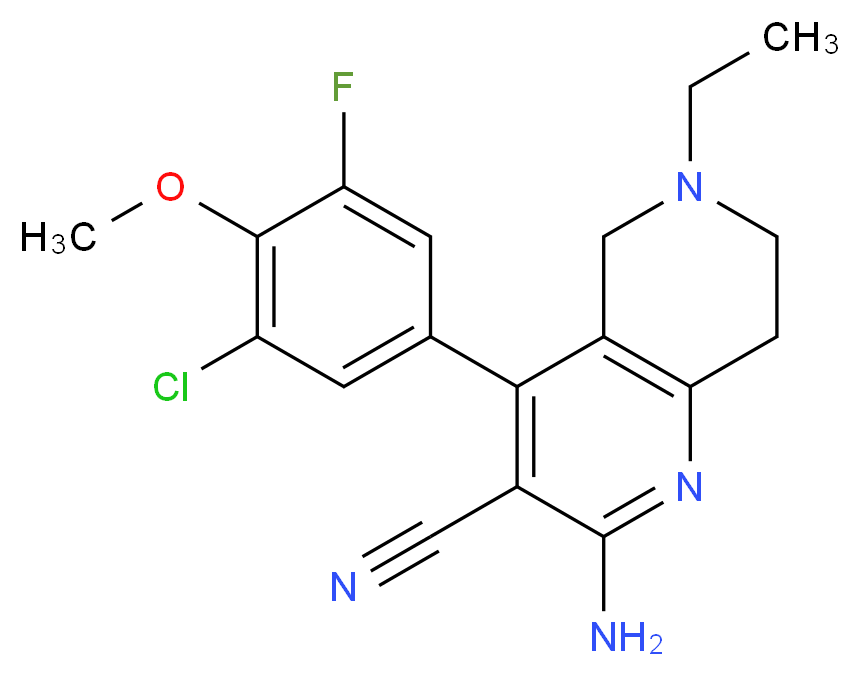 2-amino-4-(3-chloro-5-fluoro-4-methoxyphenyl)-6-ethyl-5,6,7,8-tetrahydro-1,6-naphthyridine-3-carbonitrile_分子结构_CAS_)