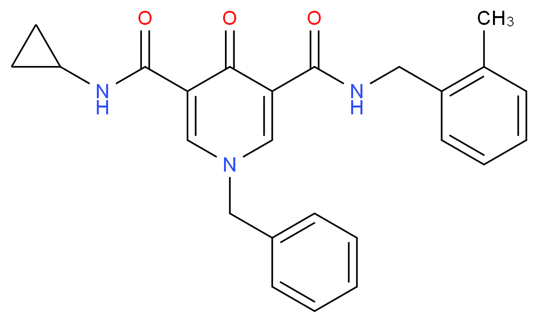 1-benzyl-N-cyclopropyl-N'-(2-methylbenzyl)-4-oxo-1,4-dihydro-3,5-pyridinedicarboxamide_分子结构_CAS_)