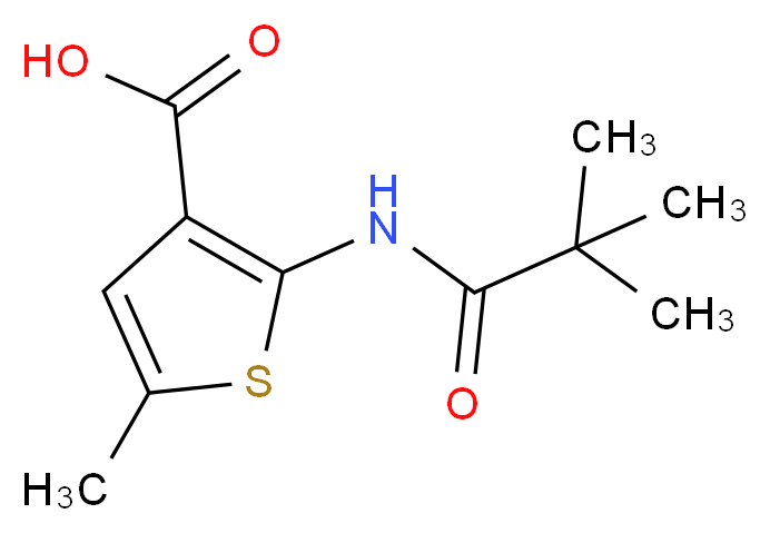2-(2,2-dimethylpropanamido)-5-methylthiophene-3-carboxylic acid_分子结构_CAS_634593-20-7