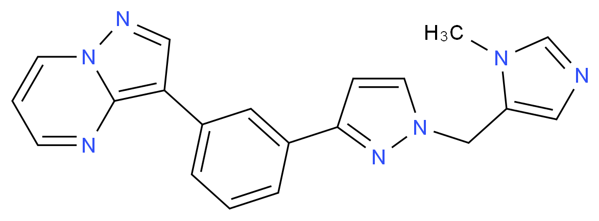 3-(3-{1-[(1-methyl-1H-imidazol-5-yl)methyl]-1H-pyrazol-3-yl}phenyl)pyrazolo[1,5-a]pyrimidine_分子结构_CAS_)
