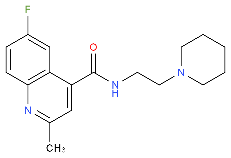 6-fluoro-2-methyl-N-(2-piperidin-1-ylethyl)quinoline-4-carboxamide_分子结构_CAS_)