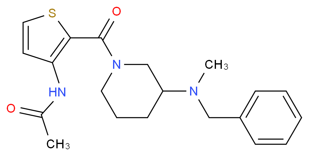 N-[2-({3-[benzyl(methyl)amino]-1-piperidinyl}carbonyl)-3-thienyl]acetamide_分子结构_CAS_)