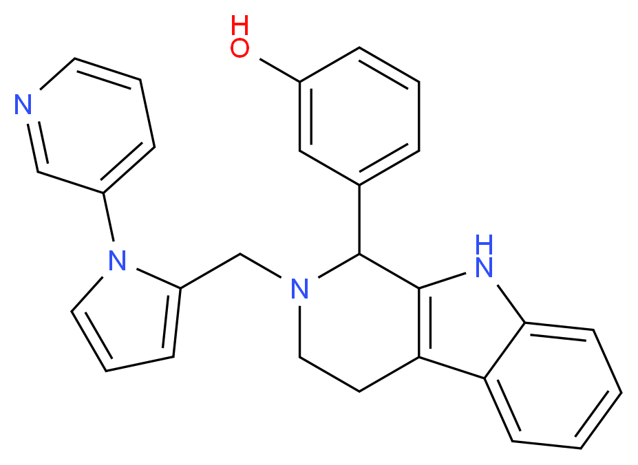 3-(2-{[1-(3-pyridinyl)-1H-pyrrol-2-yl]methyl}-2,3,4,9-tetrahydro-1H-beta-carbolin-1-yl)phenol_分子结构_CAS_)