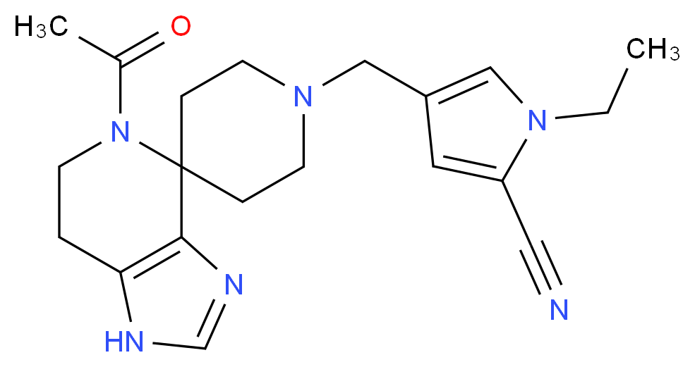 4-[(5-acetyl-1,5,6,7-tetrahydro-1'H-spiro[imidazo[4,5-c]pyridine-4,4'-piperidin]-1'-yl)methyl]-1-ethyl-1H-pyrrole-2-carbonitrile_分子结构_CAS_)